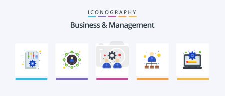 Illustration for Business And Management Flat 5 Icon Pack Including laptop. hierarchy. user. hierarchical structure. work. Creative Icons Design - Royalty Free Image