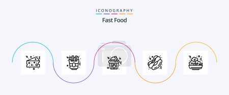 Téléchargez les illustrations : Fast Food Line 5 Icon Pack Including . meal. food. food. fast food - en licence libre de droit