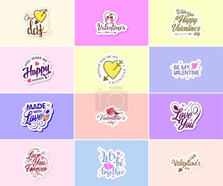 Illustration for Love is in the Details: Valentine's Day Typography and Graphics Stickers - Royalty Free Image