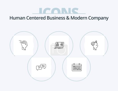 Illustration for Human Centered Business And Modern Company Line Icon Pack 5 Icon Design. house. screw. experiment. wrench. setting - Royalty Free Image