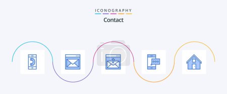 Téléchargez les illustrations : Contact Blue 5 Icon Pack Including conversation. contact. email. smart phone. mobile - en licence libre de droit