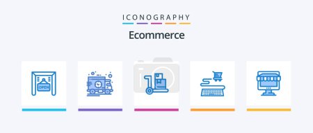 Illustration for Ecommerce Blue 5 Icon Pack Including online. shopping. ecommerce. shop. shopping. Creative Icons Design - Royalty Free Image