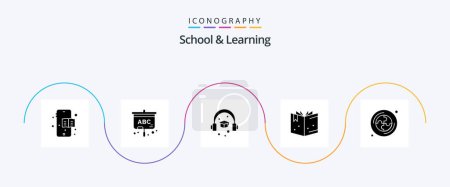 Ilustración de School And Learning Glyph 5 Icon Pack Including . book. education - Imagen libre de derechos