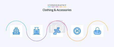 Téléchargez les illustrations : Clothing and Accessories Blue 5 Icon Pack Including . shoes. fashion. sew - en licence libre de droit