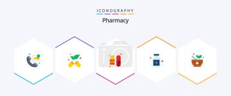 Ilustración de Pharmacy 25 Flat icon pack including . signaling. science. pharmacy. medical - Imagen libre de derechos