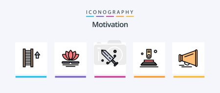 Illustration for Motivation Line Filled 5 Icon Pack Including career. motivation. screen. working. bag. Creative Icons Design - Royalty Free Image