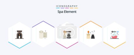 Téléchargez les illustrations : Spa Element 25 Flat icon pack including spa. massage. relax. beauty. element - en licence libre de droit