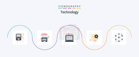 Ilustración de Technology Flat 5 Icon Pack Including . hierarchy. device. connection. thinking - Imagen libre de derechos