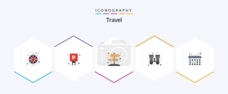 Illustration for Travel 25 Flat icon pack including vacation. calendar. road. travel. binoculars - Royalty Free Image