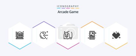 Illustration for Arcade 25 Line icon pack including games. play. game. kids. fun - Royalty Free Image