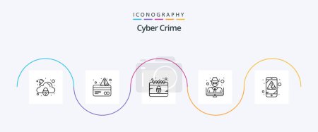 Téléchargez les illustrations : Cyber Crime Line 5 Icon Pack Including error. crime. calendar. thief. hacker - en licence libre de droit