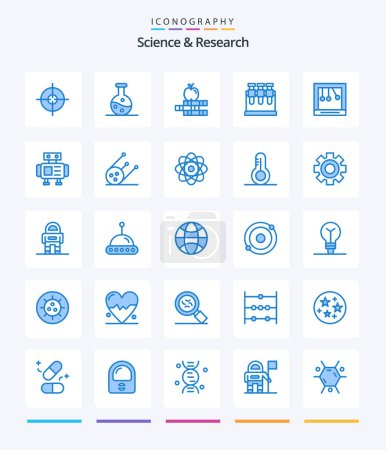 Illustration for Creative Science 25 Blue icon pack  Such As toy. robot. education. newton. calm - Royalty Free Image