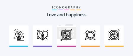Téléchargez les illustrations : Love Line 5 Icon Pack Including board. night. love bowl. moon. date. Creative Icons Design - en licence libre de droit