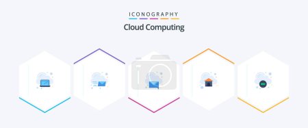 Illustration for Cloud Computing 25 Flat icon pack including minus. home. cloud. computing. android - Royalty Free Image