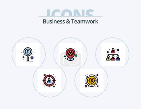 Téléchargez les illustrations : Business And Teamwork Line Filled Icon Pack 5 Icon Design. scan. target. employee. goal. resources - en licence libre de droit