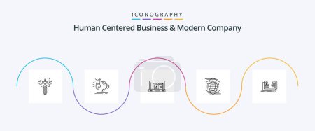 Illustration for Human Centered Business And Modern Company Line 5 Icon Pack Including user. idea. presentation. space. globe - Royalty Free Image