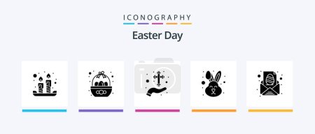 Téléchargez les illustrations : Easter Glyph 5 Icon Pack Including face. easter. egg. animal. christian. Creative Icons Design - en licence libre de droit