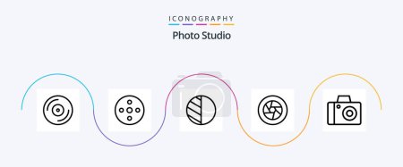 Téléchargez les illustrations : Photo Studio Line 5 Icon Pack Including studio. camera. photo. photo. logo - en licence libre de droit