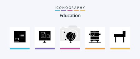 Téléchargez les illustrations : Education Glyph 5 Icon Pack Including . school. school. education.. Creative Icons Design - en licence libre de droit