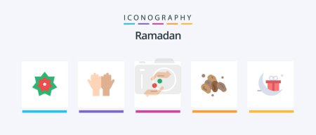 Téléchargez les illustrations : Ramadan Flat 5 Icon Pack Including holy. ramadan. religion. shahada. hands. Creative Icons Design - en licence libre de droit