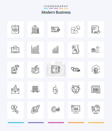 Ilustración de Creative Modern Business 25 OutLine icon pack  Such As online payment. computer. architecture. business. real estate - Imagen libre de derechos