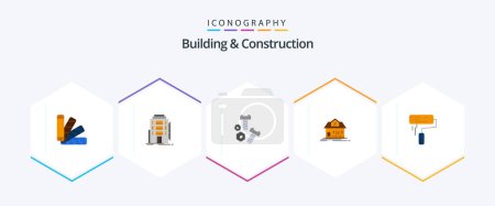 Ilustración de Building And Construction 25 Flat icon pack including brush. building. hotel. house. tools - Imagen libre de derechos
