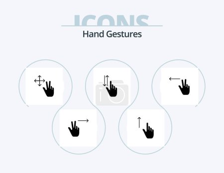 Illustration for Hand Gestures Glyph Icon Pack 5 Icon Design. gesture. down. finger. up. gestures - Royalty Free Image