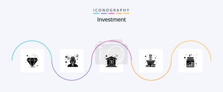 Téléchargez les illustrations : Investment Glyph 5 Icon Pack Including jar. cash. investment. coins. money - en licence libre de droit