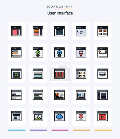 Téléchargez les illustrations : Creative User Interface 25 Line FIlled icon pack  Such As interface. communication. user. . page - en licence libre de droit