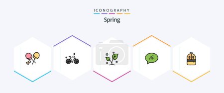 Illustration for Spring 25 FilledLine icon pack including bag. chating. leaf. chat. tree - Royalty Free Image