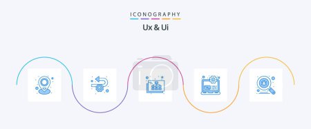 Téléchargez les illustrations : Ux And Ui Blue 5 Icon Pack Including scan. setting. map. laptop. computer - en licence libre de droit