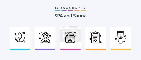 Téléchargez les illustrations : Sauna Line 5 Icon Pack Including . lotus. nature. sauna. tag. Creative Icons Design - en licence libre de droit