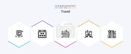 Illustration for Travel 25 Line icon pack including staircase. escalator. distance. travel. binoculars - Royalty Free Image