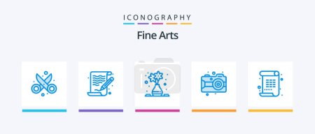 Illustration for Fine Arts Blue 5 Icon Pack Including poem. paint. file. arts. greek. Creative Icons Design - Royalty Free Image