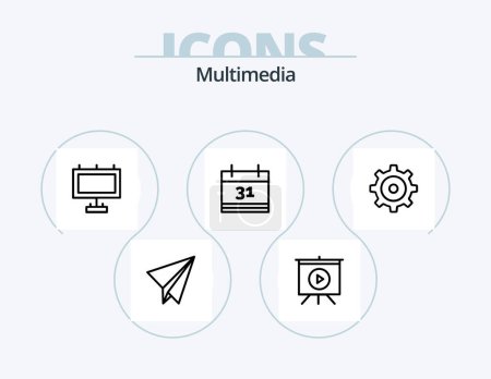 Illustration for Multimedia Line Icon Pack 5 Icon Design. . . postbox. task. buffer - Royalty Free Image
