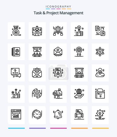 Illustration for Creative Task And Project Management 25 OutLine icon pack  Such As investment . bulb . . . setting - Royalty Free Image
