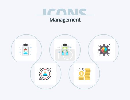 Ilustración de Management Flat Icon Pack 5 Icon Design. connect. planning. management. plan. business plan - Imagen libre de derechos