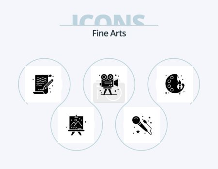 Téléchargez les illustrations : Fine Arts Glyph Icon Pack 5 Icon Design. arts. paint. arts. arts. camera - en licence libre de droit