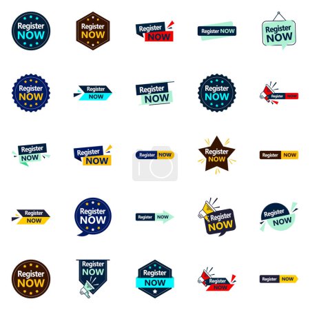 Illustration for 25 Versatile typographic banners for increased registration - Royalty Free Image