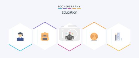 Illustration for Education 25 Flat icon pack including . pencil. education. pen. education - Royalty Free Image