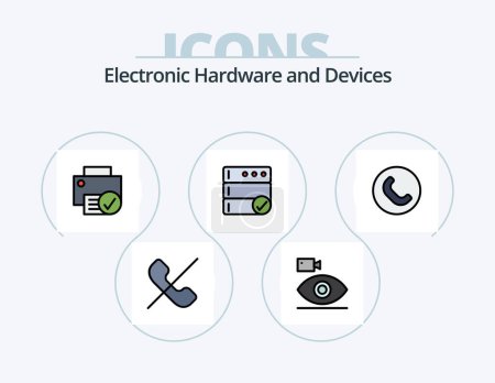 Ilustración de Devices Line Filled Icon Pack 5 Icon Design. camera. cam. call. photo. flower - Imagen libre de derechos