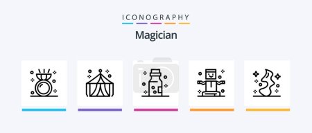 Téléchargez les illustrations : Magician Line 5 Icon Pack Including moon. transformation. coffin. magician. magic. Creative Icons Design - en licence libre de droit