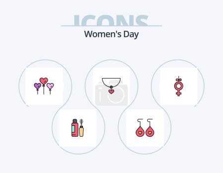 Illustration for Womens Day Line Filled Icon Pack 5 Icon Design. women day. flower. event. day. record - Royalty Free Image