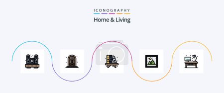 Illustration for Home And Living Line Filled Flat 5 Icon Pack Including living. picture. home. living. image - Royalty Free Image