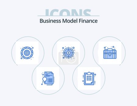 Téléchargez les illustrations : Finance Blue Icon Pack 5 Icon Design. business. goal. bitcoin. fund. finance - en licence libre de droit