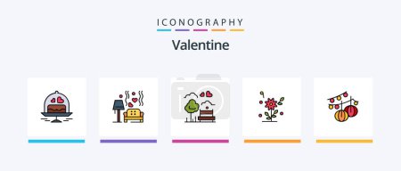 Ilustración de Valentine Line Filled 5 Icon Pack Including love. love. love. day. valentine. Creative Icons Design - Imagen libre de derechos