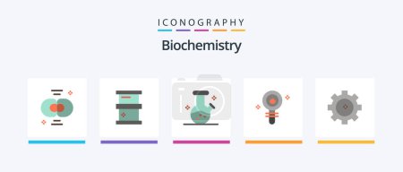 Téléchargez les illustrations : Biochemistry Flat 5 Icon Pack Including gear. chemistry. hazardous. cell. biochemistry. Creative Icons Design - en licence libre de droit