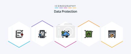 Illustration for Data Protection 25 FilledLine icon pack including data. compliance. cloud. security. finger - Royalty Free Image