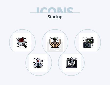 Ilustración de Startup Line Filled Icon Pack 5 Icon Design. increase. earnings. images. revenue. income - Imagen libre de derechos
