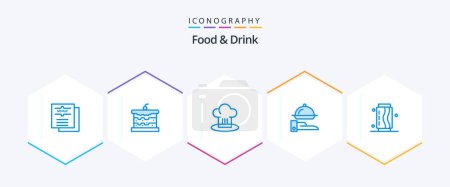 Illustration for Food And Drink 25 Blue icon pack including restaurant. food. food. restaurant. chef hat - Royalty Free Image